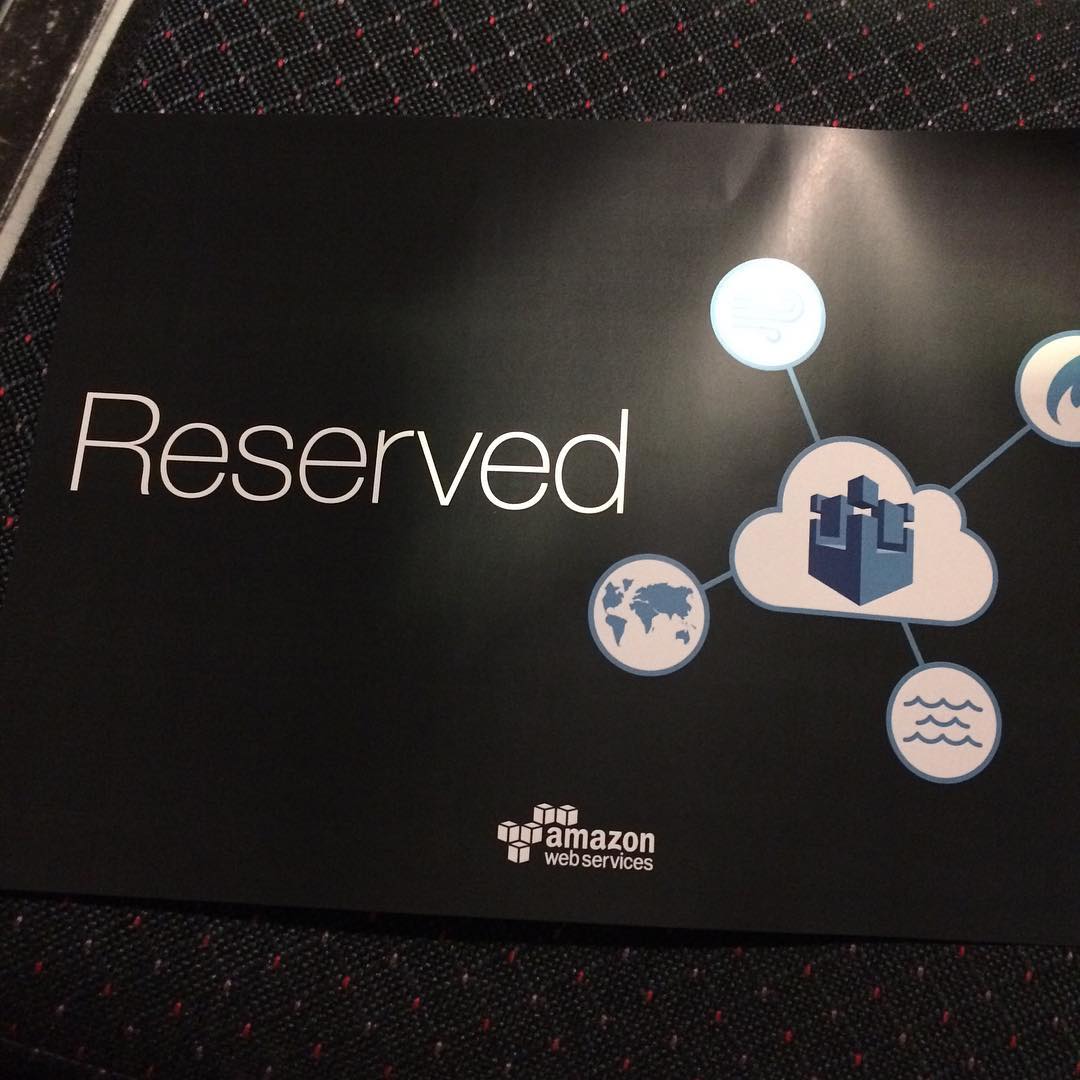 Black card reading “Reserved” with the Amazon Web Services logo and cloud-themed network icons.